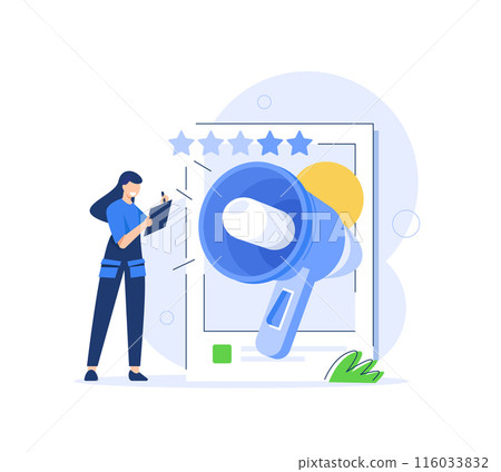 Social media,Characters integrating with social media platform. Followers leaving reaction on posts, giving feedback, likes and writing comments 116033832