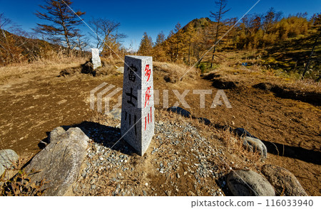 從三河分水嶺看到的奧道部和笠取山的秋色 從三河分水嶺看到的奧道部和笠取山的秋色 116033940