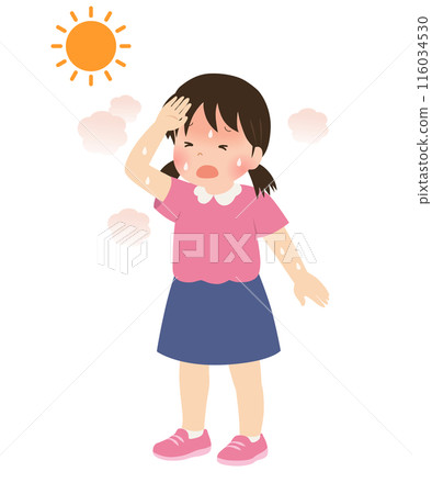 Heatstroke Vector illustration of a girl who looks hot 116034530