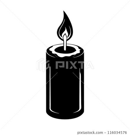A candle with a flame is lit A candle with a flame is lit 116034576
