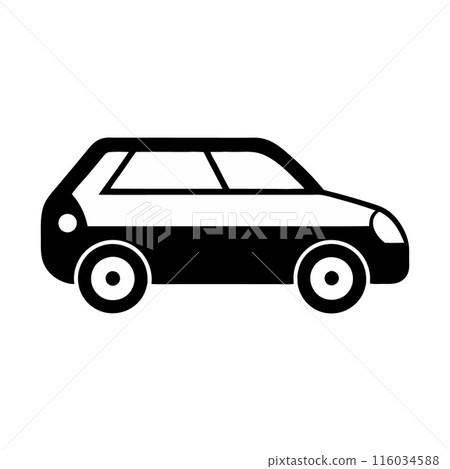 A black and white car with a white stripe 116034588