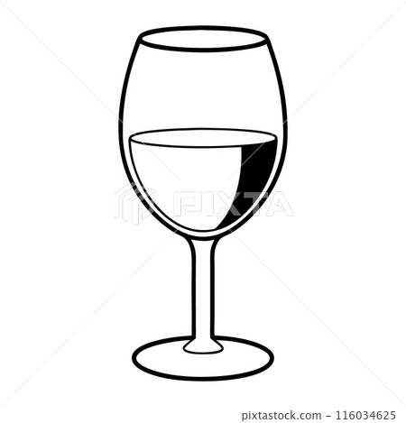 A wine glass is shown with a half full of wine A wine glass is shown with a half full of wine 116034625