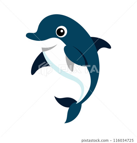 A cartoon dolphin is jumping out of the water 116034725