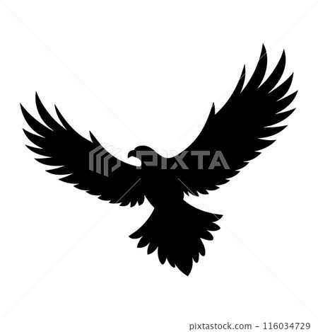 A black and white drawing of an eagle with its wings spread out A black and white drawing of an eagle with its wings spread out 116034729