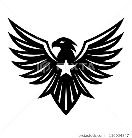 A black and white eagle with a star on its chest A black and white eagle with a star on its chest 116034847