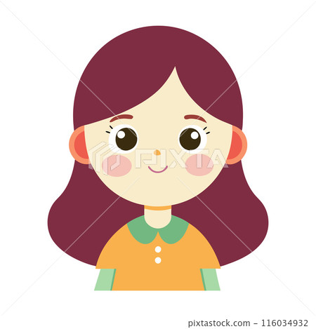 A girl with long hair and a yellow shirt is smiling A girl with long hair and a yellow shirt is smiling 116034932