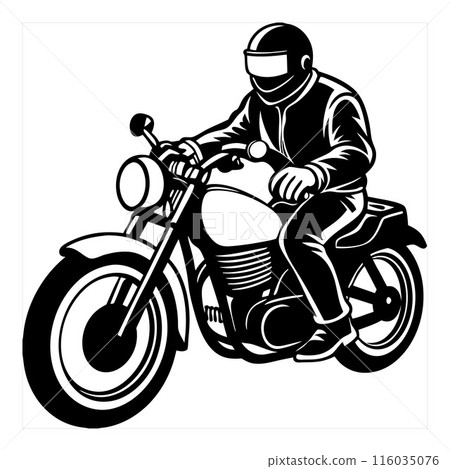 A man is riding a motorcycle with a helmet on A man is riding a motorcycle with a helmet on 116035076