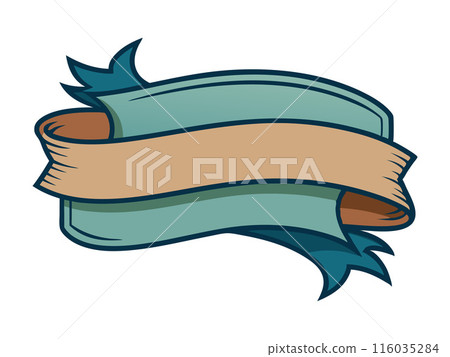 A blue ribbon with a brown border 116035284