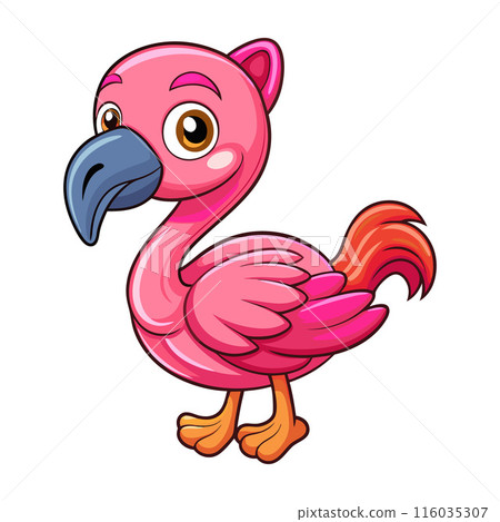 A cartoon bird with pink feathers and a pink beak 116035307