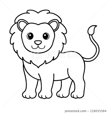 A lion is standing in a field 116035564