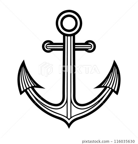 A black and white drawing of an anchor A black and white drawing of an anchor 116035630