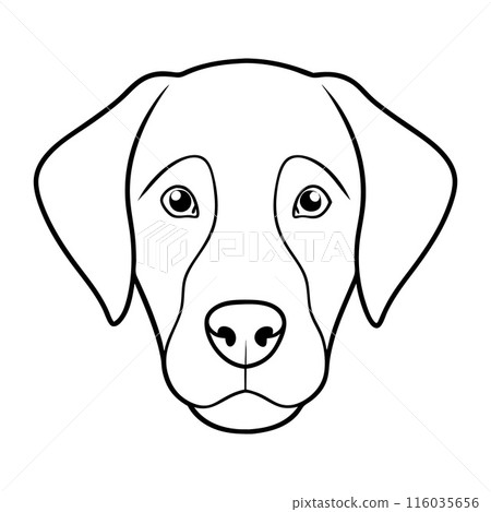 A dog's head is drawn in black and white A dog's head is drawn in black and white 116035656