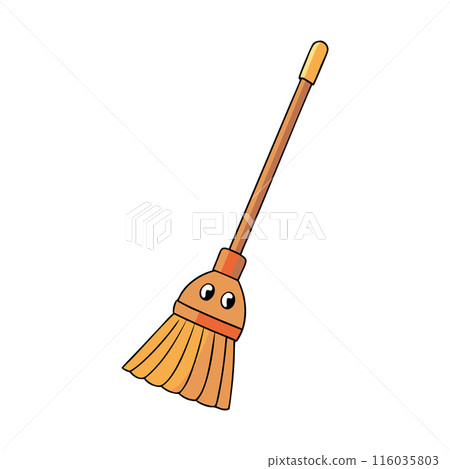 A cartoonish broomstick with a smiling face on it 116035803