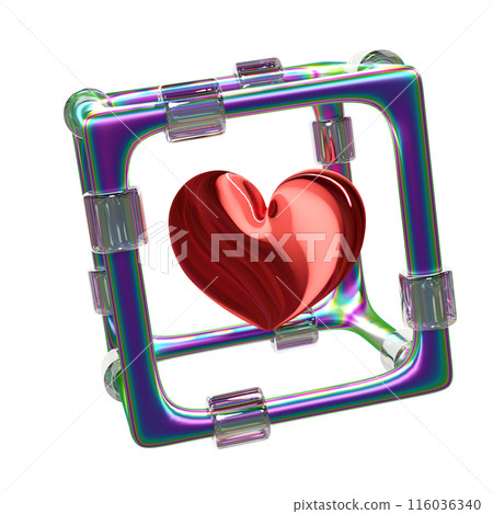 heart shaped in metal box. valentine day concept, 3d illustration render 116036340