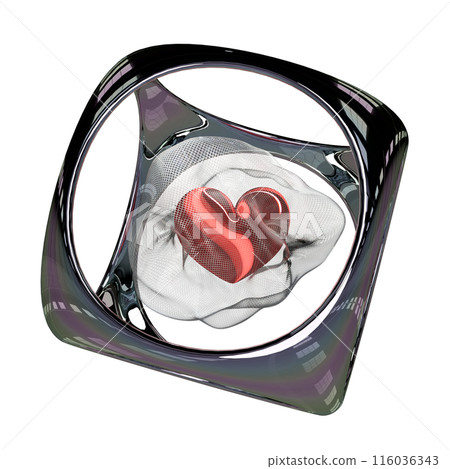 3d heart shaped in net with rainbow colors metal box. valentine day concept, 3d illustration render 3d heart shaped in net with rainbow colors metal box. valentine day concept, 3d illustration render 116036343