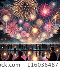 People watching the fireworks display 116036487