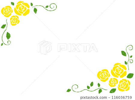 玫瑰和藤蔓框架蠟筆觸摸黃色 玫瑰和藤蔓框架蠟筆觸摸黃色 116036759