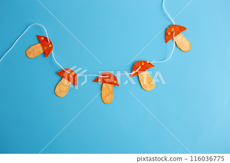 mushroom garland made of dry tangerine peel mushroom garland made of dry tangerine peel 116036775