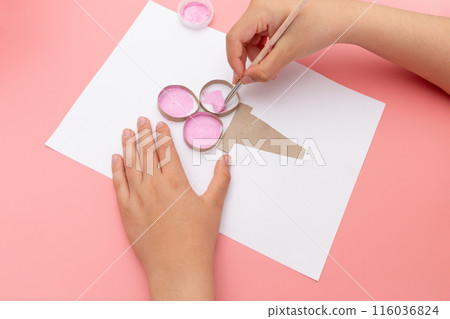 recycle concept, DIY, simple activity, using empti toilet paper rolls or tubes 116036824