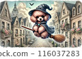 Magic broom and wizard dog 116037283