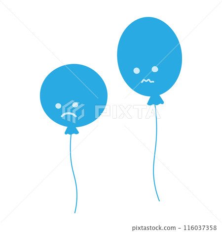 Circle and oval balloon with sad smiley face in trendy monochrome blue. Blue Monday greeting concept 116037358