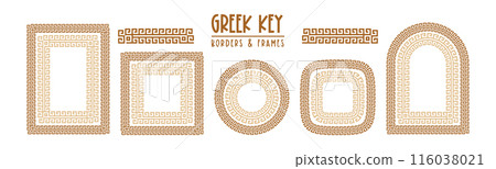 Greek key pattern, seamless borders collection 116038021