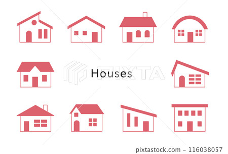 Houses: Various houses in a calm red color 116038057
