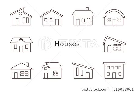 房子各種房子著色頁透明 116038061