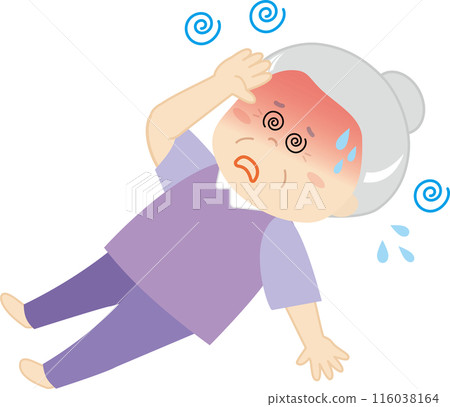 老年婦女因中暑暈倒 老年婦女因中暑暈倒 116038164