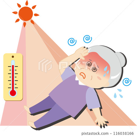 Elderly people who sweat in the heat and suffer from heatstroke Elderly people who sweat in the heat and suffer from heatstroke 116038166