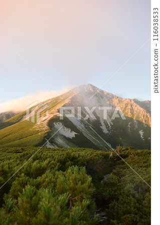 Evening view of Mount Washiba in the Northern Alps 116038533