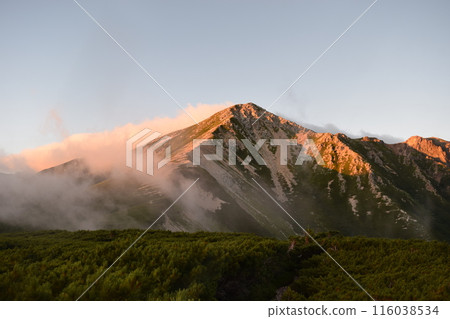Evening view of Mount Washiba in the Northern Alps 116038534