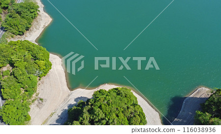 Drone aerial photography of Oishiwara River (Kamiakizuki Lake) 116038936