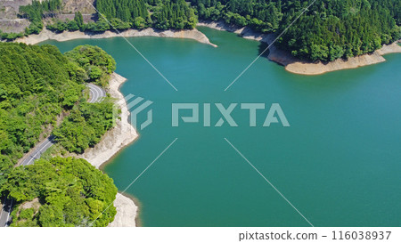 Drone aerial photography of Oishiwara River (Kamiakizuki Lake) 116038937