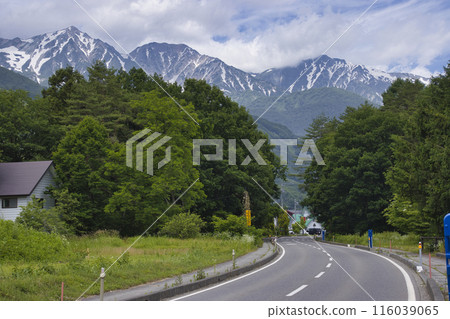 Hakuba Sanzan during the rainy season in Hakuba Village, Nagano Prefecture 116039065