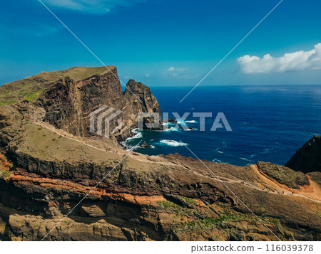 aerial shot of the Eastern tip of Madiera, an island in Atlantic, Portugal 116039378