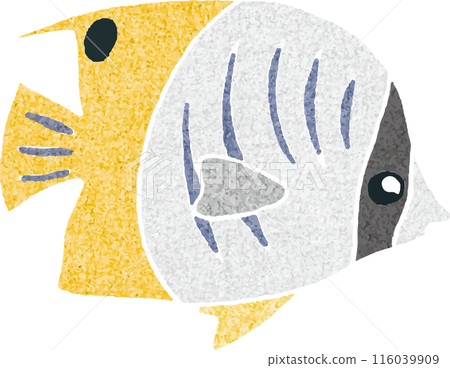 Hand-drawn illustration of a Threadfin Butterflyfish 116039909