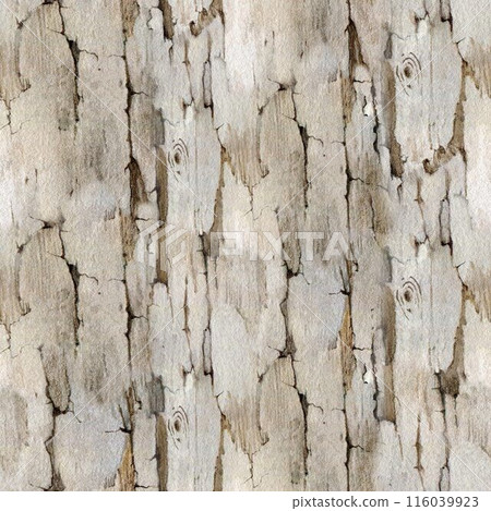 Wooden rough texture seamless pattern. Watercolor painted illustration. Vintage style rough tree trunk seamless pattern natural element 116039923