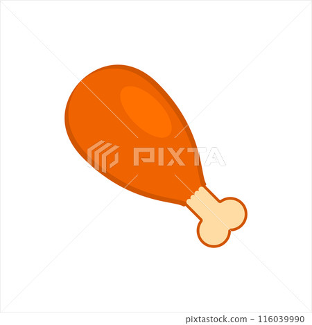 Chicken leg and drumstick vector icon. Colored illustration on white background. Chicken leg and drumstick vector icon. Colored illustration on white background. 116039990