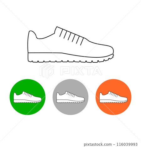 Sneakers icon. Outline vector illustration with sport footwear.  116039993