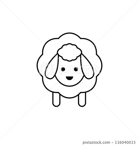 White sheep icon. Vector drawing. Lamb linear outline isolated illustration.  116040015