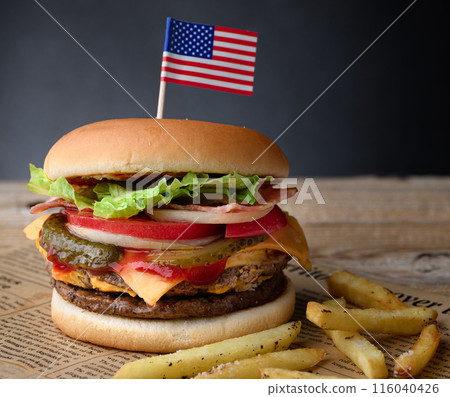 厚實多汁的漢堡 116040426