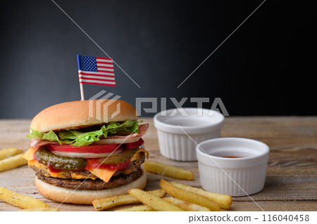 Thick and juicy burger Thick and juicy burger 116040458