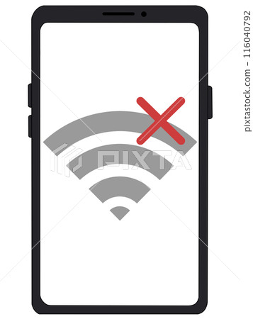 Wi-Fi (out of range 2) displayed on a smartphone (black) (transparent screen) Wi-Fi (out of range 2) displayed on a smartphone (black) (transparent screen) 116040792
