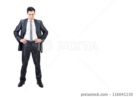 Frowning man in elegant suit. White background. Frowning man in elegant suit. White background. 116041130