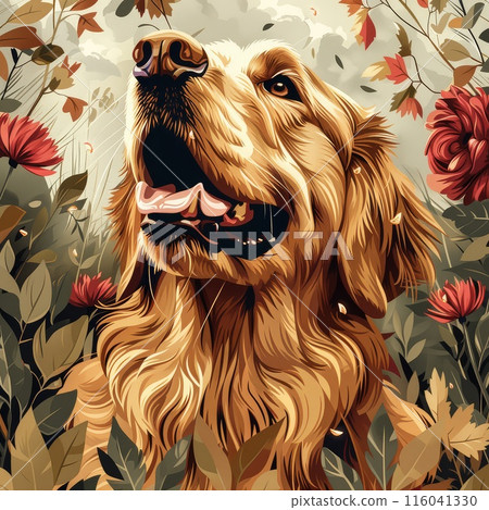 The golden retriever radiant presence ignites a symphony of colors and emotions 116041330