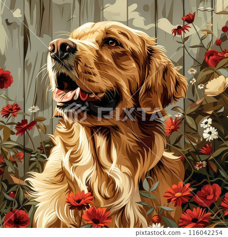 Canine vitality infuses the landscape with a sense of joy and serenity 116042254
