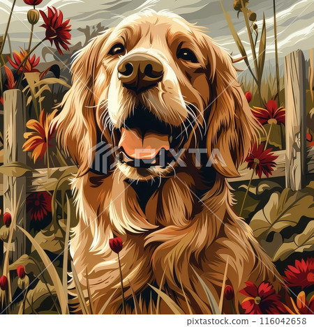 Golden moments suspended in a tapestry of vibrant petals and sunshine 116042658
