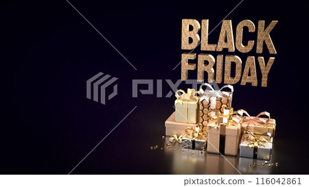 The Black Friday text and gift box for offer or advertising concept 3d rendering. 116042861