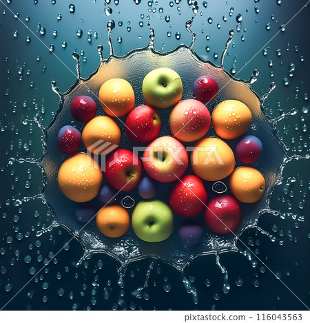 CG material: Fruit falling into water 116043563